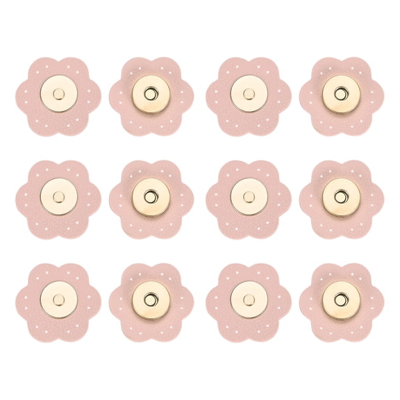 Uxcell 6Set Leather Snaps Buttons, Magnetic Snap Closures for Handbag/Purses/Sewing/DIY Craft/Clothes [Pink]