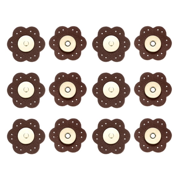 Uxcell 6Set Leather Snaps Buttons, Magnetic Snap Closures for Purses/Sewing/DIY Craft/Clothes[Dark Brown]