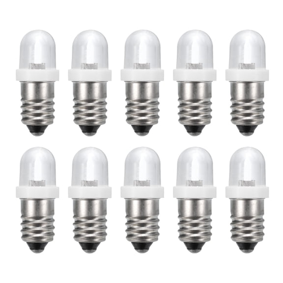 Uxcell 6V/0.03A E10 Mini Light Bulbs, 10Pcs Miniature Screw Bulbs Flashlight Bulbs 3500K White Light