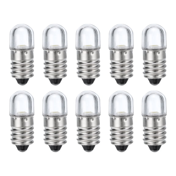 Uxcell 6V/0.08A E10 Mini LED Light Bulbs, 10Pcs Miniature Screw Bulbs Cold White Light