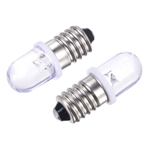 Uxcell 6V 0.25W E10 Round Top Mini LED Bulbs Lights with Box White 10 Count