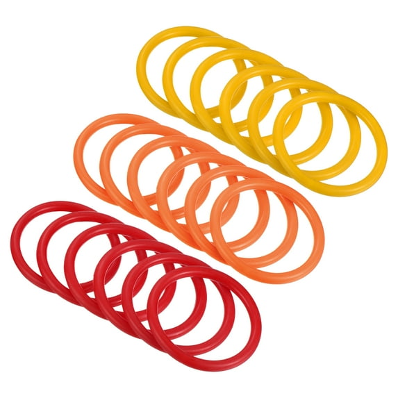 Uxcell 6cm Plastic Carnival Ringtoss Ring Game Hoop 18 Pack (Orange, Red, Yellow)