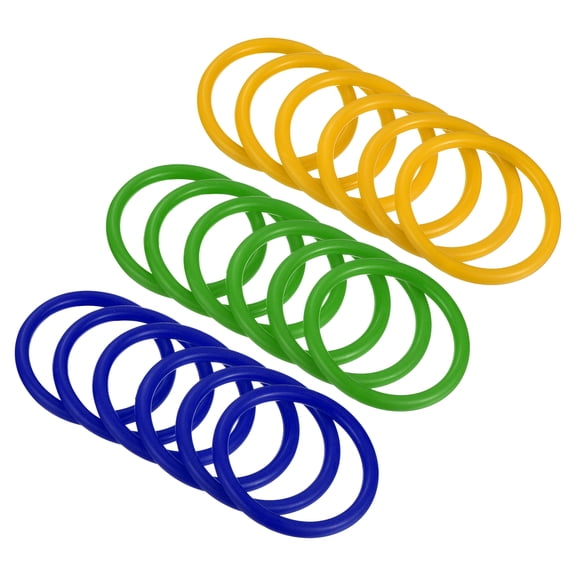 Uxcell 6cm Plastic Carnival Ringtoss Rings Game Hoop 18 Pack (Blue, Green, Yellow)
