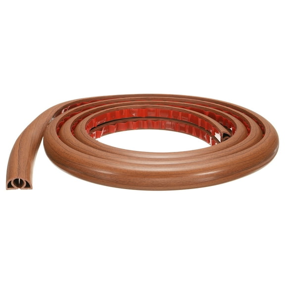 Uxcell 6ft Cord Cover Floor W0.3"xH0.3" Hide Extension Cable Wire Covers Wood Brown