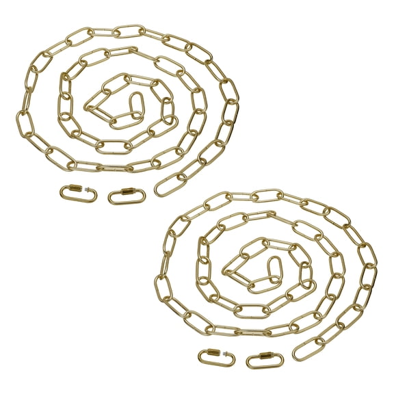 Uxcell 6ft Lighting Hanging Chain, 2Pcs Looping Chain with Connectors for Pendant Chandelier Light Fixture Brass