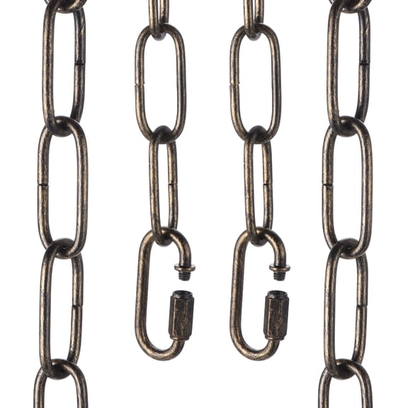 Uxcell 6ft Lighting Hanging Chain, 3mm/0.12" Looping Metal Pendant Chandelier Chain Extension with 2 Quick Link Lock for Hanging Plant Pendant Chandelier Light Fixture, Golden
