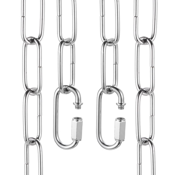 Uxcell 6ft Lighting Hanging Chain, 3mm/0.12" Looping Metal Pendant Chandelier Chain Extension with 2 Quick Link Lock for Hanging Plant Pendant Chandelier Light Fixture, Light Silver