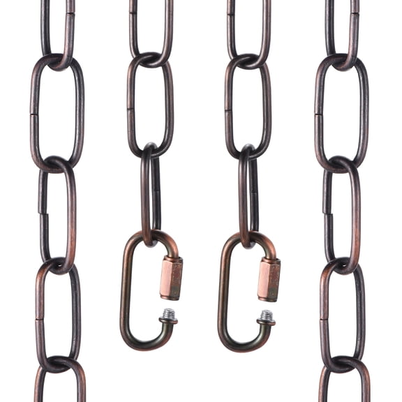 Uxcell 6ft Lighting Hanging Chain, 3mm/0.12" Looping Metal Pendant Chandelier Chain Extension with 2 Quick Link Lock for Hanging Plant Pendant Chandelier Light Fixture, Red Bronze