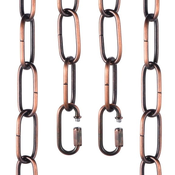 Uxcell 6ft Lighting Hanging Chain, 4mm/0.16" Looping Metal Pendant Chandelier Chain Extension with 2 Quick Link Lock for Hanging Plant Pendant Chandelier Light Fixture, Red Bronze