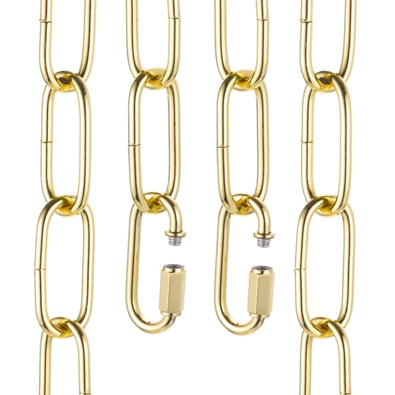 Uxcell 6ft Lighting Hanging Chain, 4mm/0.16" Looping Metal Pendant Chandelier Chain Extension with 2 Quick Link Lock for Hanging Plant Pendant Chandelier Light Fixture, Light Golden