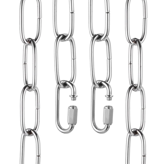 Uxcell 6ft Lighting Hanging Chain, 4mm/0.16" Looping Metal Pendant Chandelier Chain Extension with 2 Quick Link Lock for Hanging Plant Pendant Chandelier Light Fixture, Light Silver