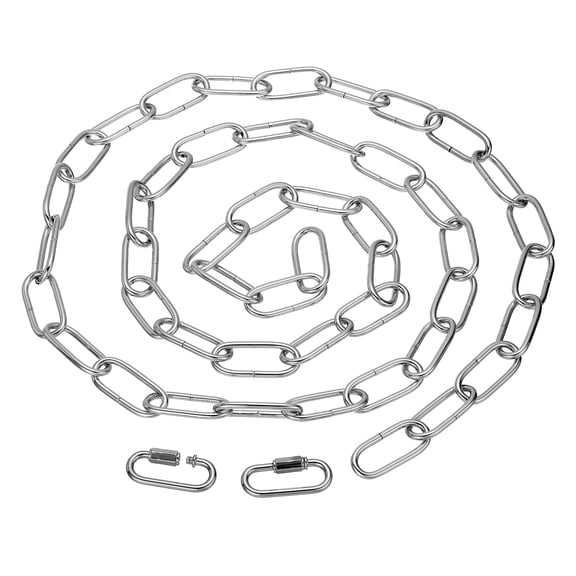 Uxcell 6ft Lighting Hanging Chain, Looping Chain with Connectors for Plant Pendant Chandelier Light Fixture, Silver Tone
