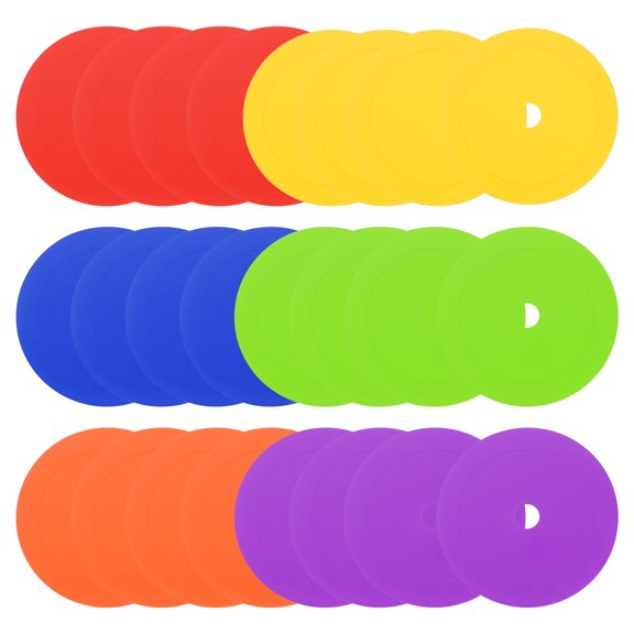Uxcell 6inch/15cm Poly Spot Markers, 24Pcs Non Slip Rubber Floor Dots with Storage Bag Flat Agility Cones for Sports Training Basketball Football, Mixed Color