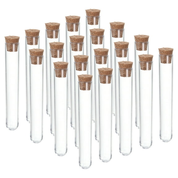Uxcell 6ml Plastic Test Tubes with Cork Stoppers, 20Pcs 78x13mm Tubes Lab Use, Clear
