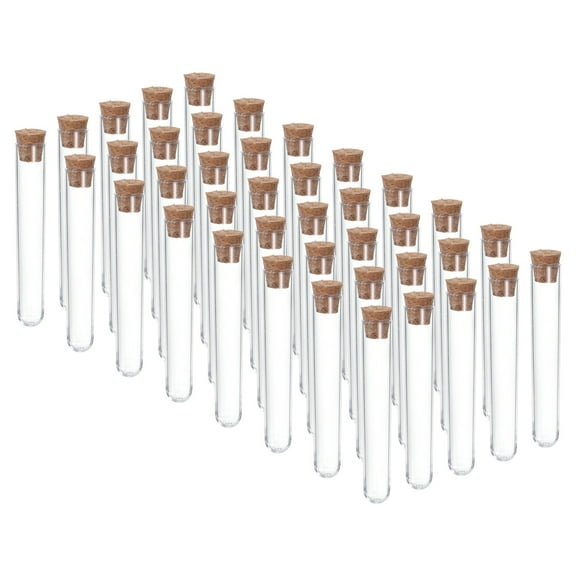 Uxcell 6ml Plastic Test Tubes with Cork Stoppers, 40Pcs 78x13mm Tubes Lab Use, Clear
