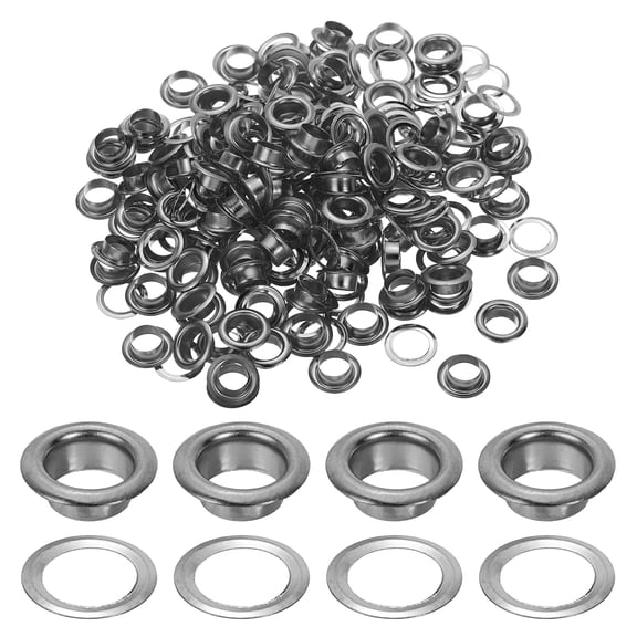 Uxcell 6mm/1/4" Metal Eyelets, Eyelets and Grommets Kit for DIY Project, Grey 150 Pcs