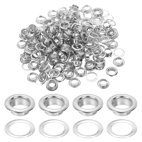Uxcell 6mm/1/4" Metal Eyelets, Eyelets and Grommets Kit for DIY Project, Silver 150 Pcs