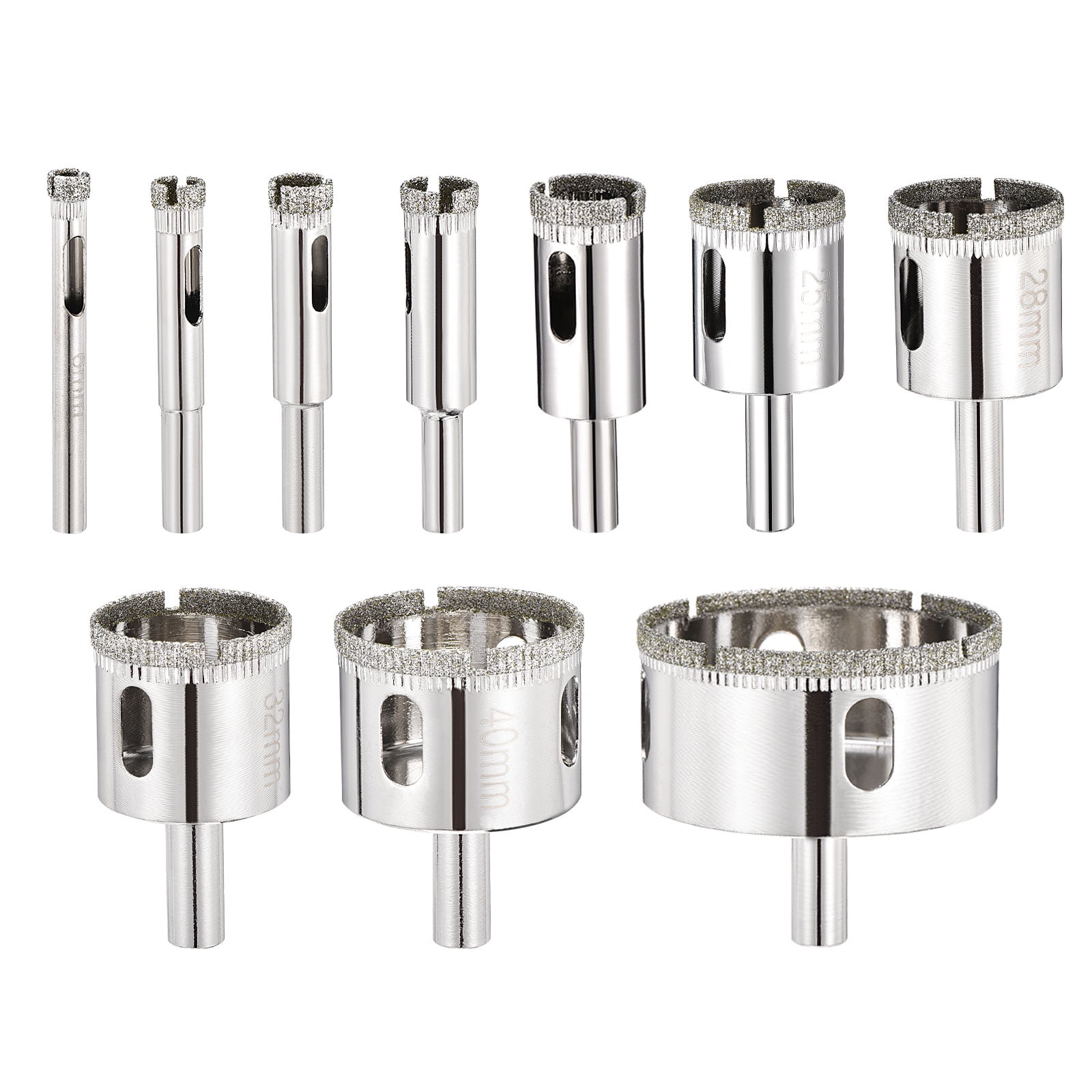 6-50mm Diamond Hole Saw Set, 15/64" - 2" Diamond Hollow Core Drill Bit Hole Cutters for Fiberglass Tile Marble - 10Pcs(40/45 Mesh)