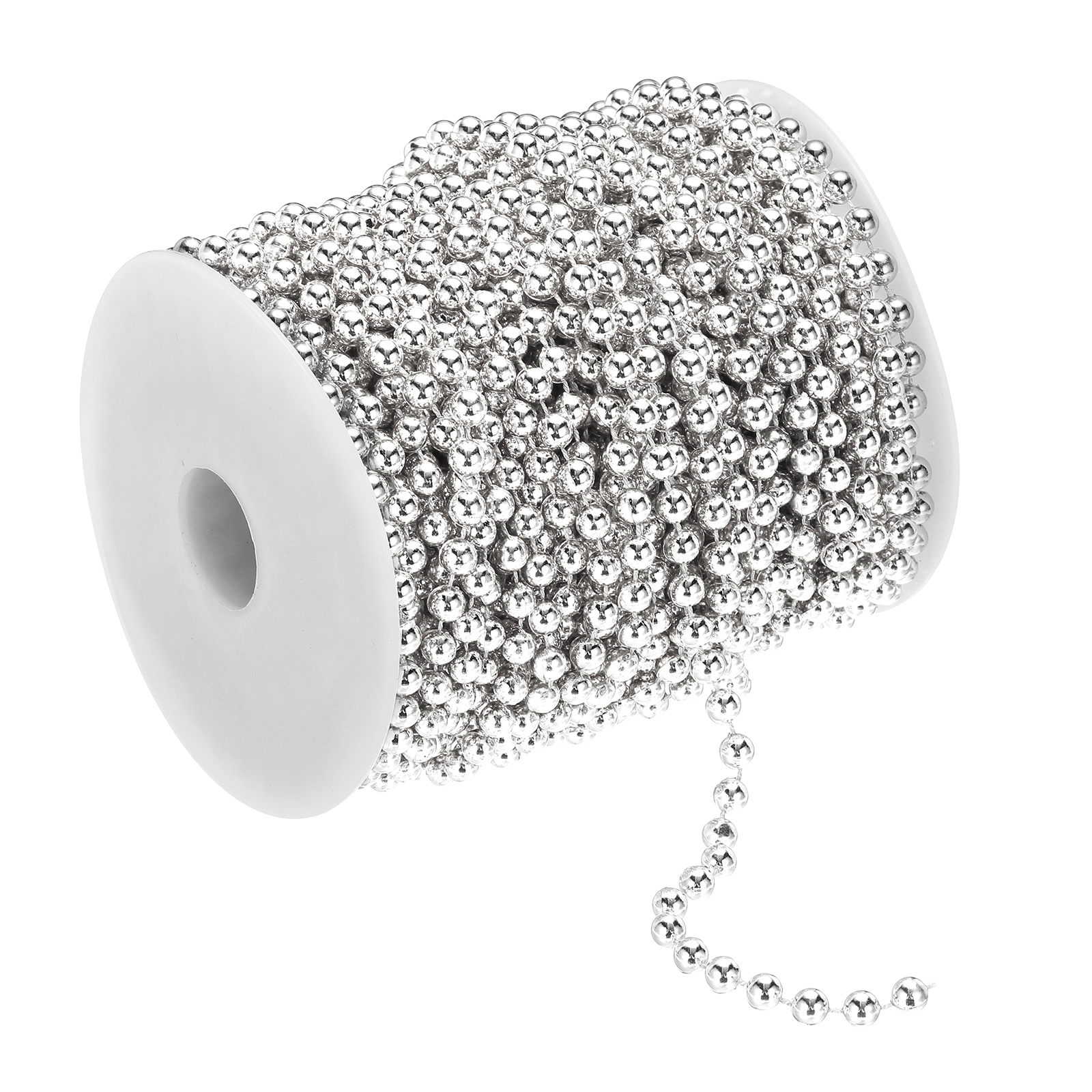 Uxcell 6mm 82Ft Pearl Beads Garland, Faux Pearl Strands Roll Spools  for DIY ,Silver