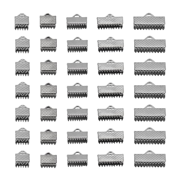 Uxcell 6mm/8mm/10mm/13mm/16mm Ribbon Ends Crimp Clamp 150pcs Pinch Crimp End Fasteners Clasp Black