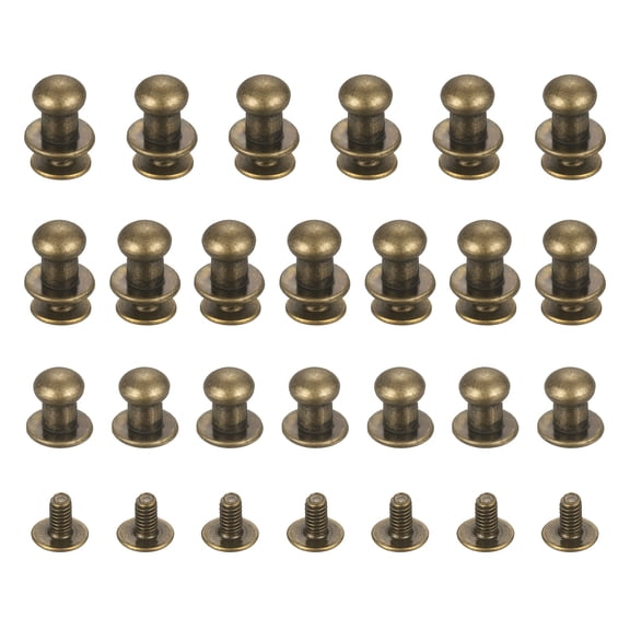 Uxcell 6mm Ball Head Stud Rivets Screw Back [20Pcs] - Metal Round Head Button Rivet for Bag & Belt & Handbag - Copper