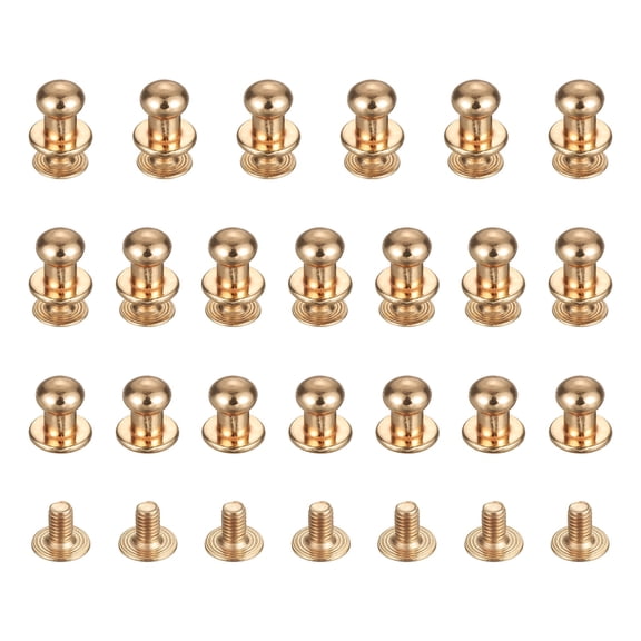 Uxcell 6mm Ball Head Stud Rivets Screw Back [20Pcs] - Metal Round Head Button Rivet for Bag & Belt & Handbag - Gold