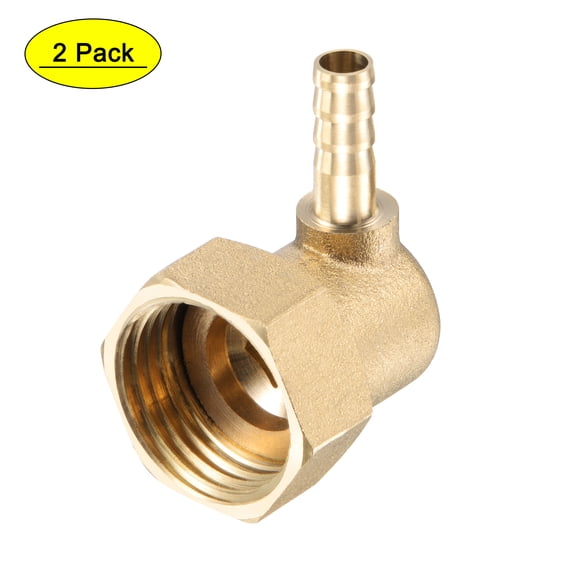 Uxcell 6mm Barbed x G1/2 Female Thread Swivel Nut Brass Hose Fitting Elbow 2 Count