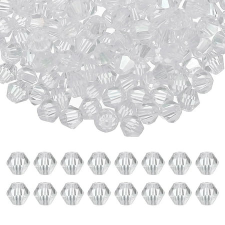 Uxcell 6mm Bicone Crystal Beads, 200 Pcs Glass Faceted Bicone Beads for Jewelry Making, Clear
