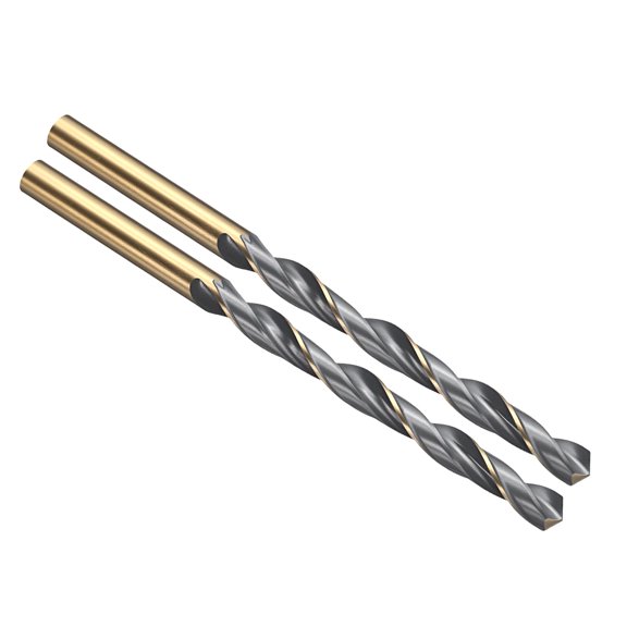 Uxcell 6mm Drill Bit, Jobber Straight Shank 4341 High-Speed Steel 118 Black and Gold Finish for Medium-hard Metal Steel Acrylic - 2 Pack