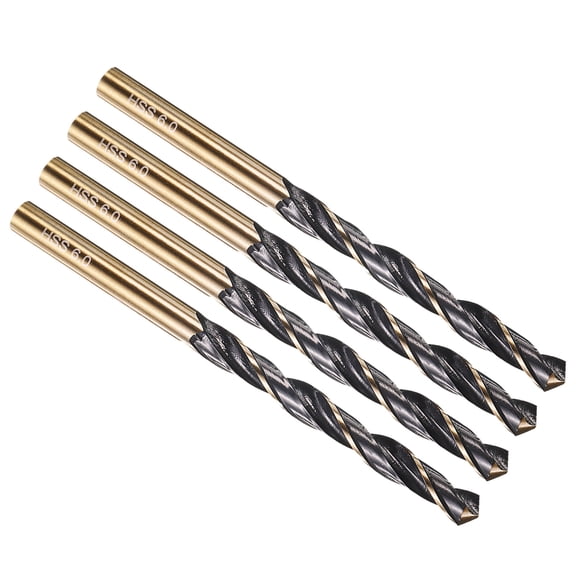 Uxcell 6mm Drill Bit, Jobber Straight Shank M2 High-Speed Steel 135° for Stainless Steel Hard Metal - 4 Pack