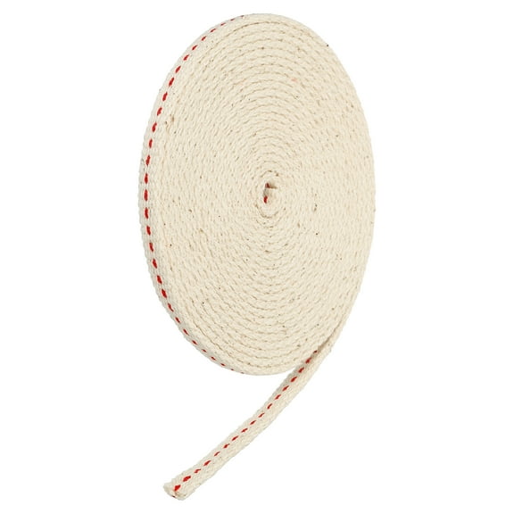 Uxcell 6mm Flat Wide 9.84ft Long Cotton Oil Lamp Wick with Red Stitch