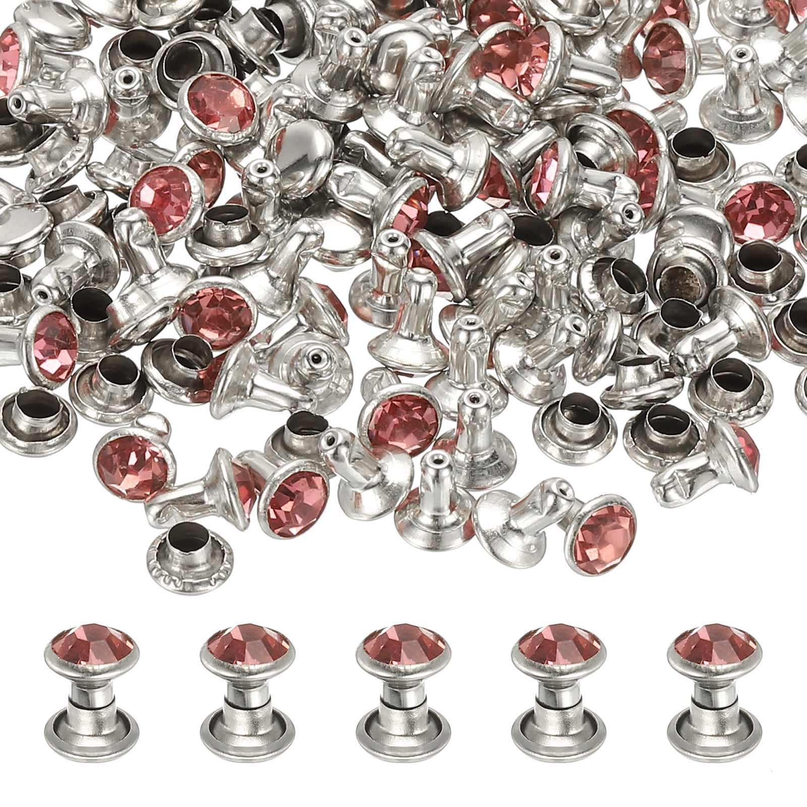 Uxcell 6mm Leather Rivets, 70 Sets Rhinestone Rivet Studs Double Cap ...