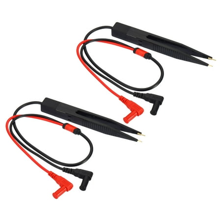 Uxcell 6mm Multimeter Chip Test Clips, 2Pcs Capacitance Pen Probe Test Tweezer, Black Red