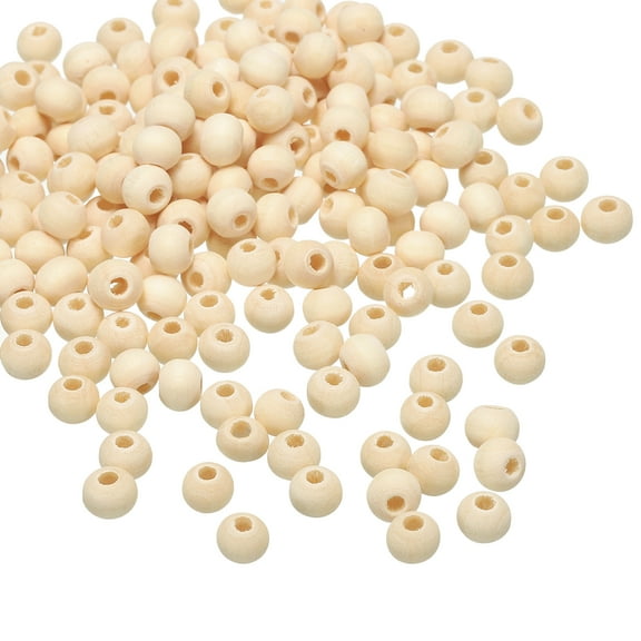 Uxcell 6mm Natural Wood Beads, 500 pack Unfinished Wooden Beads Round Loose Beads Spacer Beads