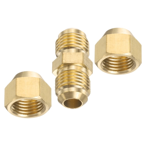 Uxcell 6mm OD Copper Pipe Extension Joint Connectors, 1 Pcs Free Welding Copper Flare Fittings Pipe Coupling Adapter with Flare Nuts for AC Copper Pipe Connection