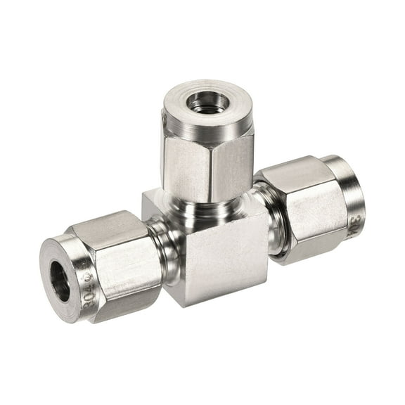 Uxcell 6mm OD Tube 3 Way Tee Union Stainless Steel Quick Connect Compression Fittings