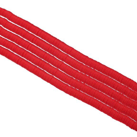 Uxcell Polymer Clay Beads Spacer 1750 Pcs 5 Strands Round Flat Handmade Bead Spacer for Jewelry Making Red 0.24 inch