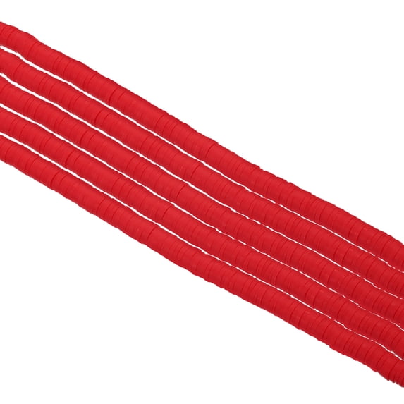 Uxcell Polymer Clay Beads Spacer 1750 Pcs 5 Strands Round Flat Handmade Bead Spacer for Jewelry Making Red 0.24 inch