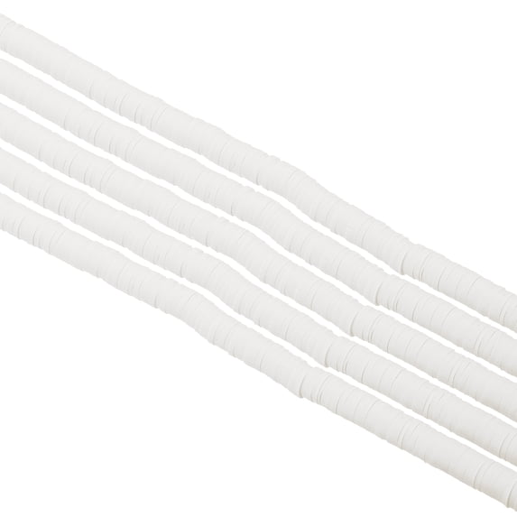 Uxcell Polymer Clay Beads Spacer 1750 Pcs 5 Strands Round Flat Handmade Bead Spacer for Jewelry Making White 0.24 inch