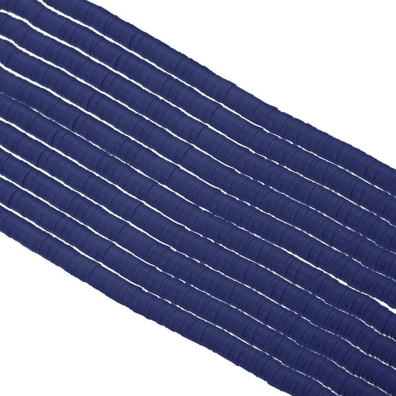 Uxcell 6mm Polymer Clay Beads Spacer, 3500Pcs 10 Strands Round Flat Handmade Bead Spacer, Navy Blue