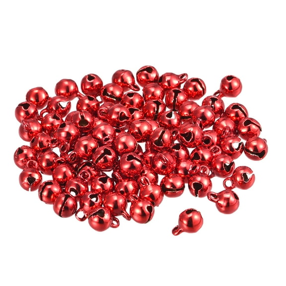 Uxcell 6mm Small Jingle Bells for Craft DIY Christmas Vacuum Plating Red 80 Pack