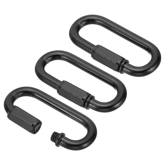 Uxcell 6mm Steel Chain Quick Links Screw Locking Chain Connector Ring Hook Clips 132 Lbs Black 3 Pack