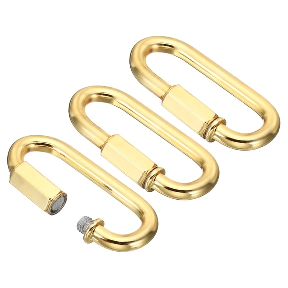 Uxcell 6mm Steel Chain Quick Links Screw Locking Chain Connector Ring Hook Clips 132 Lbs Gold 3 Pack