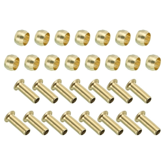 Uxcell 6mm Tube ID Compression Assortment Kit, Brass Compression Sleeve Ferrule & Insert for Water Oil Pipe, 15 Set