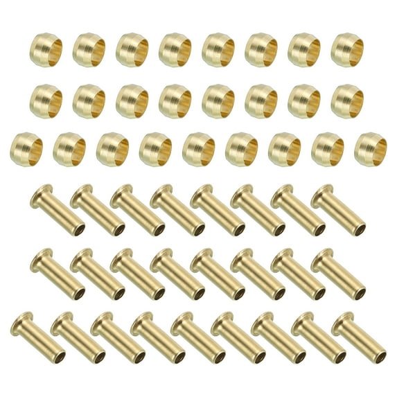 Uxcell 6mm Tube ID Compression Assortment Kit, Brass Compression Sleeve Ferrule & Insert for Water Oil Pipe, 25 Set