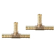 Uxcell 6mm or 1/4" Brass Barb Splicer Fitting Tee Connector 2pcs