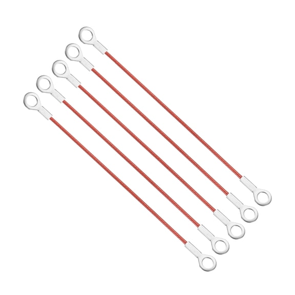 Uxcell 6mm x 30cm Lanyard Cable, 5 PCS 304 Stainless Steel Cable Eyelets Ended Short Wire Rope Lanyard Safety Tether Chain Lock for Outdoor Gate Curtains Hanging Lamps, Red