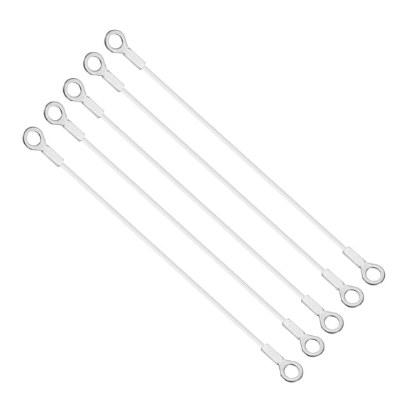 Uxcell 6mm x 30cm Lanyard Cable, 5 PCS 304 Stainless Steel Cable Eyelets Ended Short Wire Rope Lanyard Safety Tether Chain Lock for Outdoor Gate Curtains Hanging Lamps, White