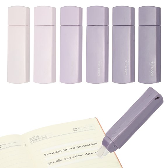 Uxcell 6pack 20 ft Correction Tape, Correction Tape Cute Mini Tear Resistant Refillable Applicator Pen with Refills for Classroom Office Supplies Home Writing, Purple