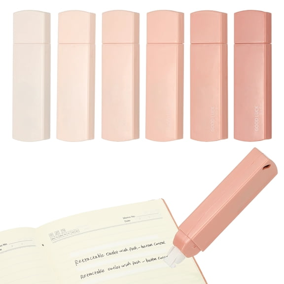 Uxcell 6pack 20 ft Correction Tape, Correction Tape Cute Mini Tear Resistant Refillable Applicator Pen with Refills for Classroom Office Supplies Home Writing, Pink
